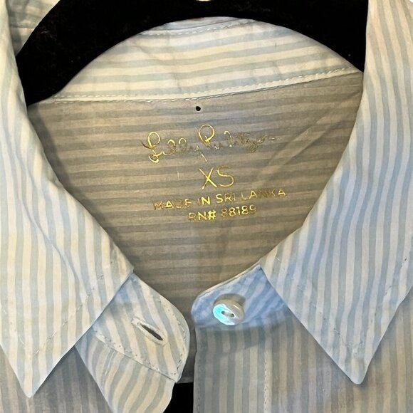 Lily Pulitzer Preppy White & Blue Button Down Shirt Size: XS - Picture 2 of 5
